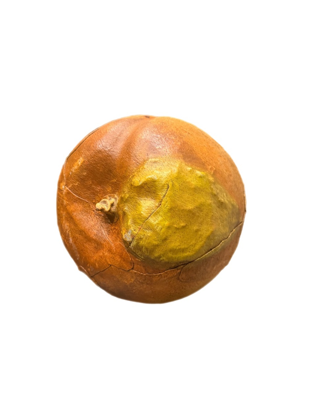 Orange/Yellow Giant Leather Peach Fruit Accent Piece Home Shelf Decor